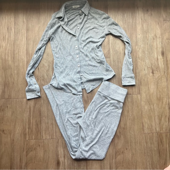 Rag & Bone Rib knit coord gray ribbed flare set S - Picture 4 of 4